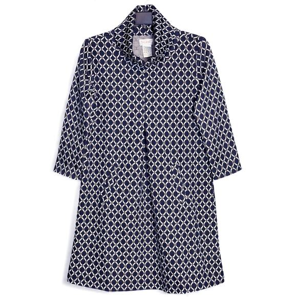 Top It Off Meghan Navy Geometric Print Turtleneck Dress Small NWT Workwear Chic - Picture 7 of 8